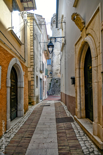 Fototapeta Naklejka Na Ścianę i Meble -  A narrow street in Monteroduni, a medieval town of Molise region, Italy.