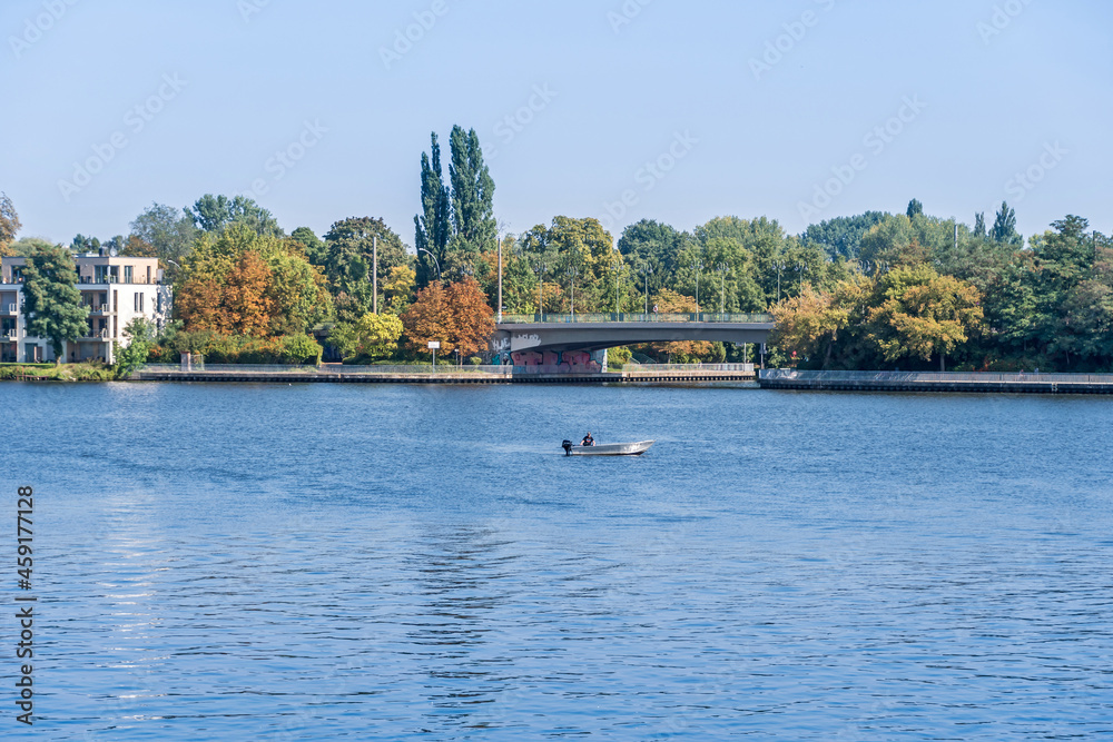 Dammbruecke over the river Spree in Berlin, Germany Dammbruecke over the river Spree in Berlin, Germany