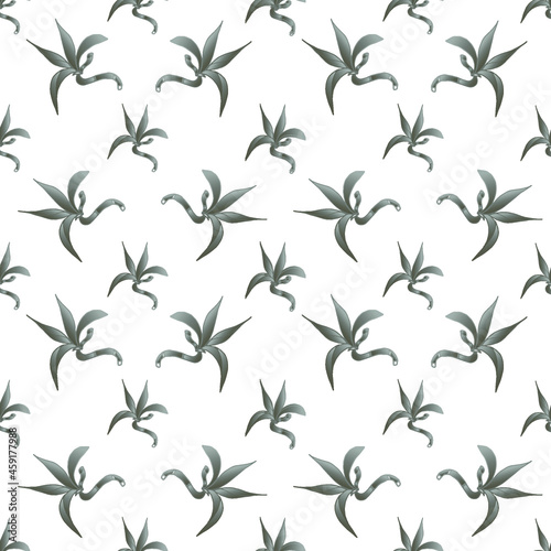 Hand drawn vector seamless pattern with grey bamboo leaves. For textiles, wrapping paper, wallpaper, cards, notebook covers, bags and backdrop.