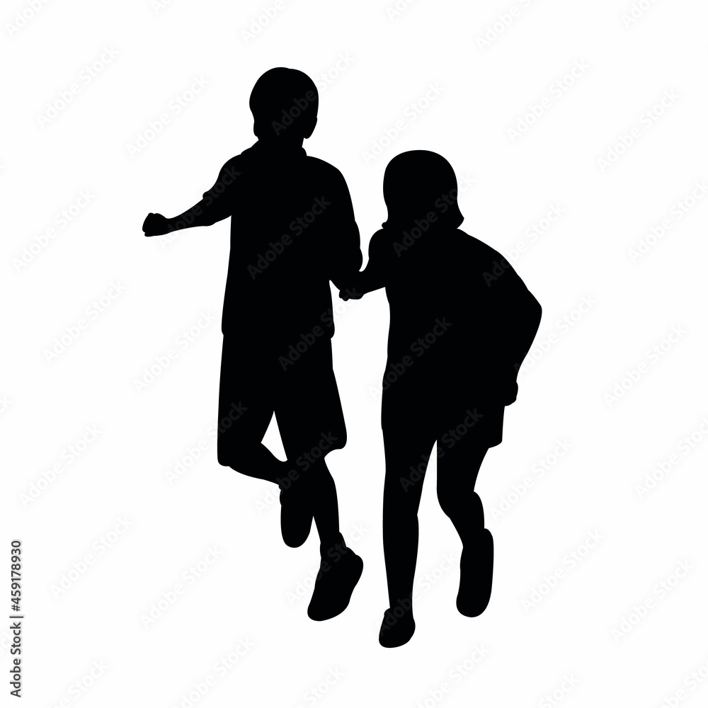 a boy and a girl running body silhouette vector a boy and a girl running body silhouette vector