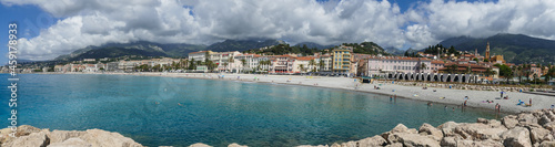 Extra wide view of the seafront of Menton