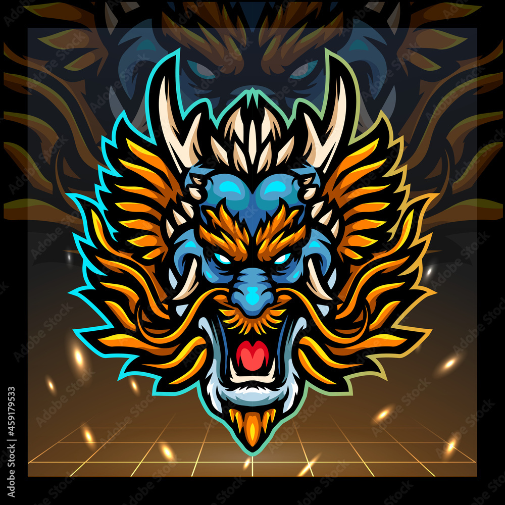 Dragon head mascot. esport logo design