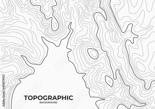 topographic map background. contour map design. black and white pattern