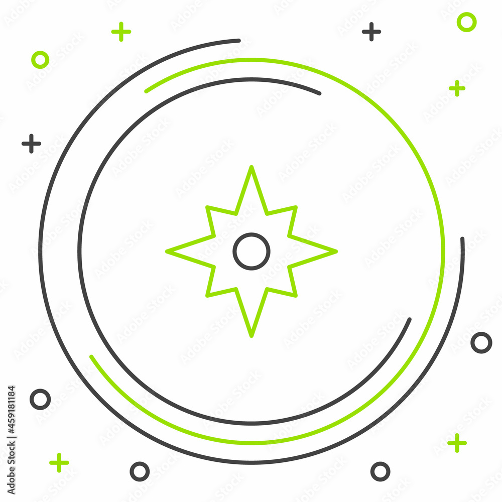 Line Wind rose icon isolated on white background. Compass icon for travel. Navigation design. Colorful outline concept. Vector Line Wind rose icon isolated on white background. Compass icon for travel. Navigation design. Colorful outline concept. Vector