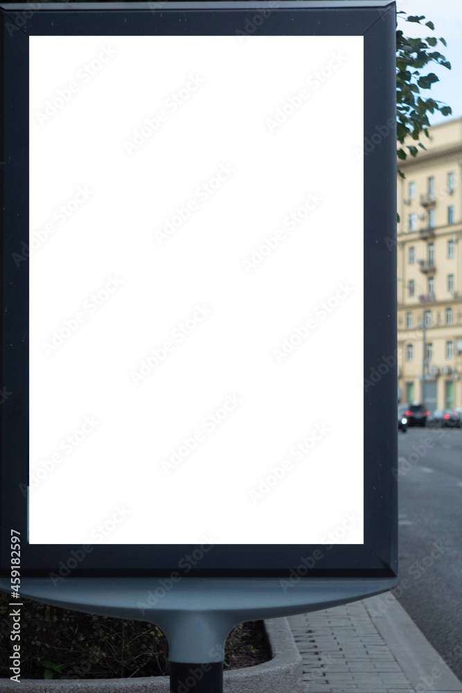 Mockup billboard ad for your design advt adv advertising street tram bus stop Moscow Russia mockups