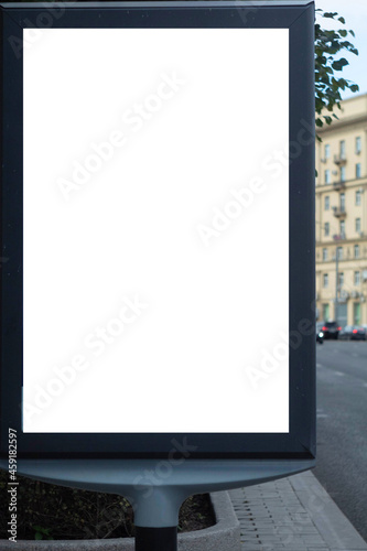 Mockup billboard ad for your design advt adv advertising street tram bus stop Moscow Russia mockups