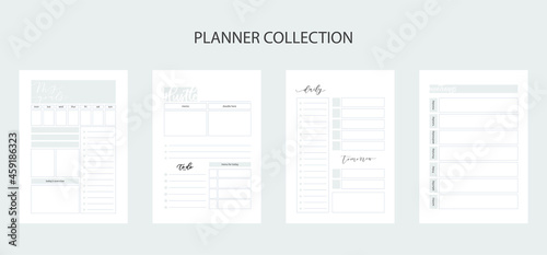 Collection of planners for life and business, planner sheets, organizer for personal and work issues