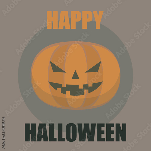 Wallpaper Mural Large simple orange halloween pumpkin head lamp on brown background Torontodigital.ca