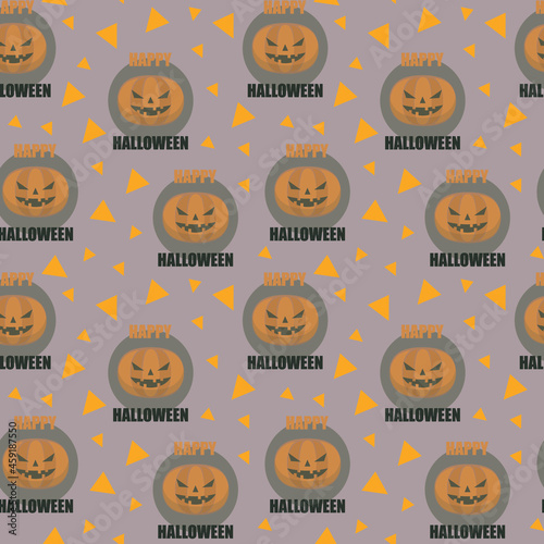 Wallpaper Mural Brown light happy halloween festive with orange pumpkin head seamless pattern Torontodigital.ca