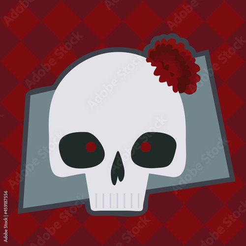 Wallpaper Mural Big simple cute white skull with red flower vector illustration Torontodigital.ca