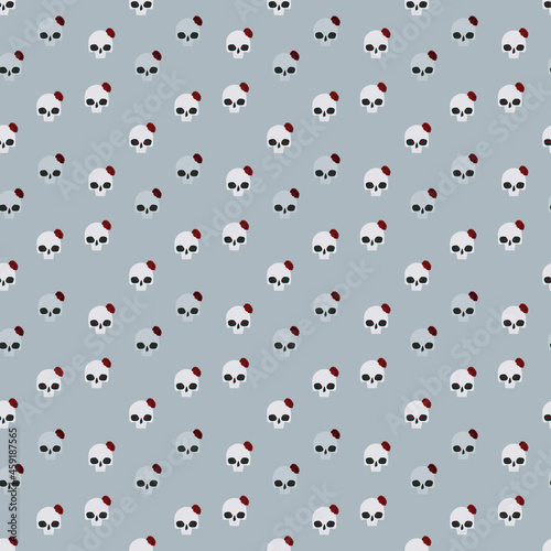 Wallpaper Mural Gray light halloween festive with white skull with flower seamless pattern Torontodigital.ca
