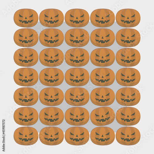 Wallpaper Mural Many simple orange halloween pumpkin head lamp on light brown background vector illustration Torontodigital.ca