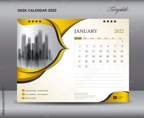 Calendar 2022 template on gold backgrounds luxurious concept, January template, Desk calendar 2022 design, Wall calendar template, planner, printing media, advertisement, graphic design, vector