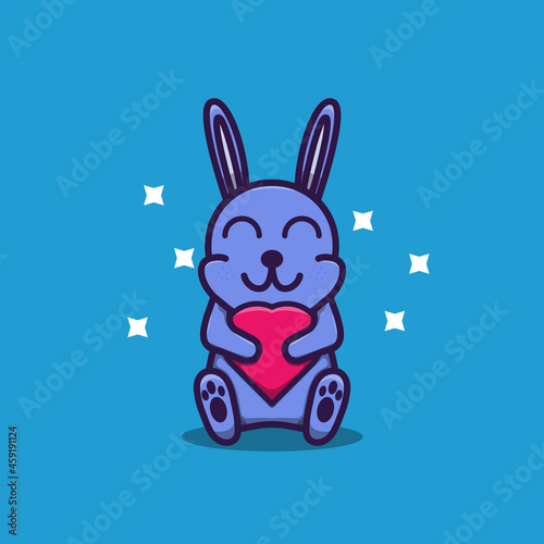 Fototapeta Naklejka Na Ścianę i Meble -  vector illustration of cute rabbit full of love. flat design illustration