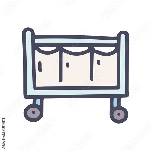 rolling laundry basket color vector doodle simple icon