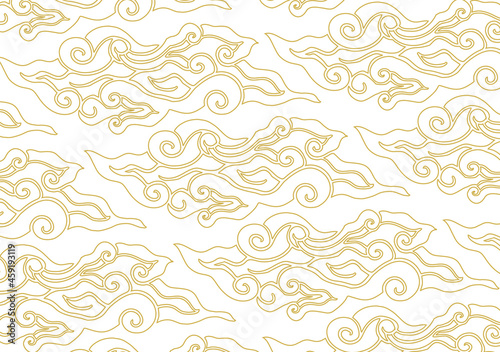 Motif Mega Mendung, batik motif typical of West Java Indonesia, curved line pattern with cloud objects, with developments and various artistic colors