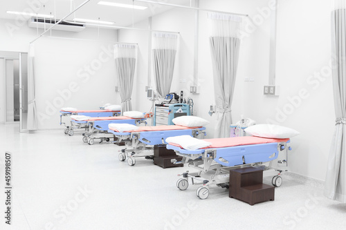Recovery Room with beds and comfortable medical equipped in operation room