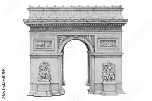 Arc de Triomphe, Paris, France isolated on white background with clipping path photo