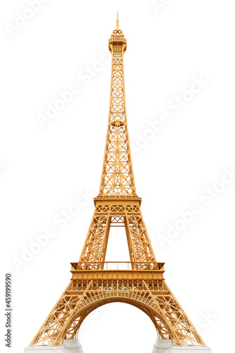 Eiffel tower isolated on white background with clipping path