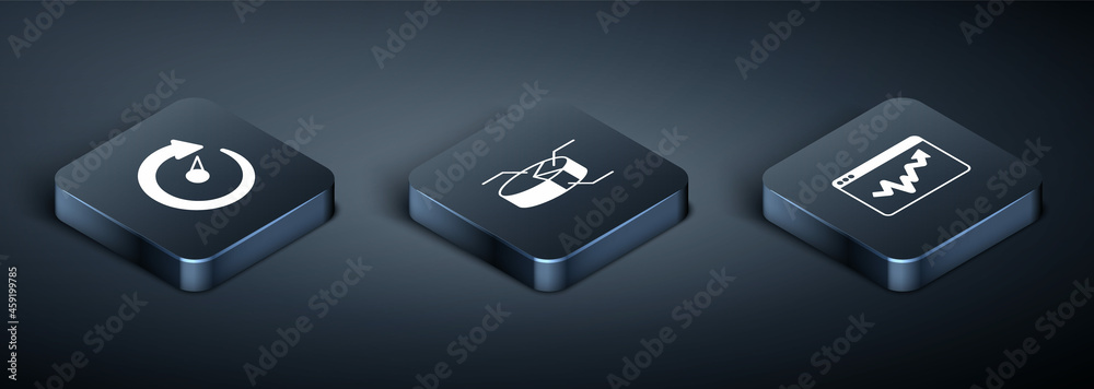 Set Isometric Digital speed meter, Graph chart infographic and Pie icon. Vector