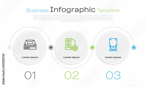 Set line Optical disc drive, Case of computer and . Business infographic template. Vector