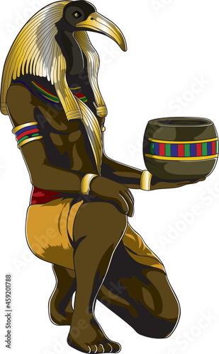 Colored illustration of the Ancient Egyptian diety, Thoth photo