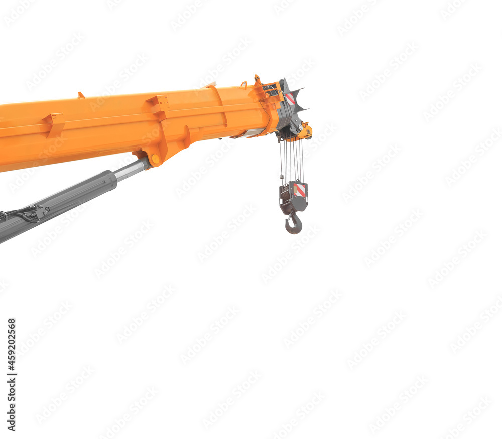 Telescopic boom of crane isolated on a white background with clipping path