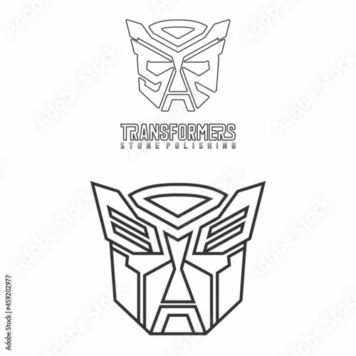 Simple Line out robot helmet like transformer image graphic icon logo design abstract concept vector stock. Can be used as a symbol related to sport or tech.