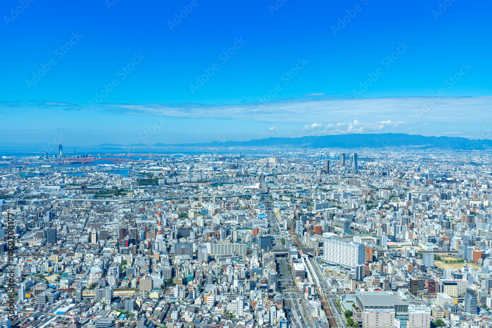 [大阪府]あべのハルカスから望む大阪市街の風景