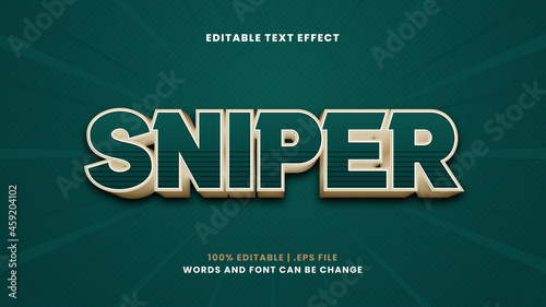 Sniper editable text effect in modern 3d style
