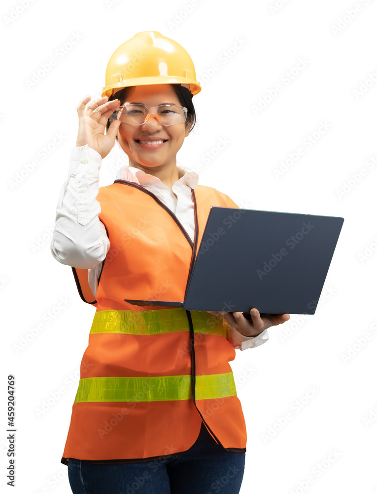 Female asian engineer or technician hold notebook Female asian engineer or technician hold notebook