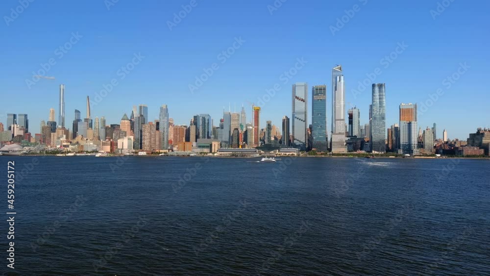 Aerial view of the West Side of New York City Skyline.