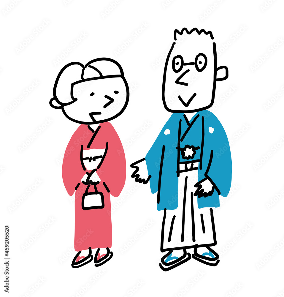 着物と袴を着ている男女