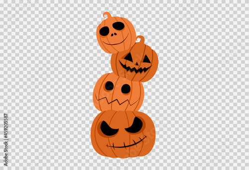 Halloween party with pile of pumpkins isolated  on png or transparent, blank space for text,element template for poster,brochures,online sale marketing  advertising,vector illustration