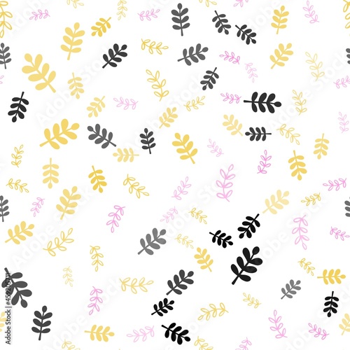 Light Multicolor vector seamless abstract pattern with leaves, branches.