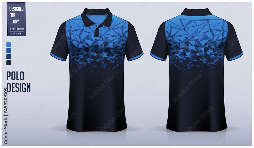 Blue Polo shirt mockup template design for soccer jersey, football kit or  sport uniform. Fabric pattern design. Stock Vector | Adobe Stock