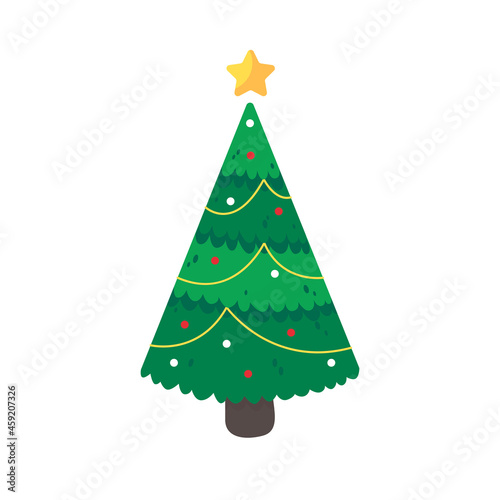 Wallpaper Mural Christmas tree. A pine tree decorated with colorful lights to celebrate Christmas. Torontodigital.ca