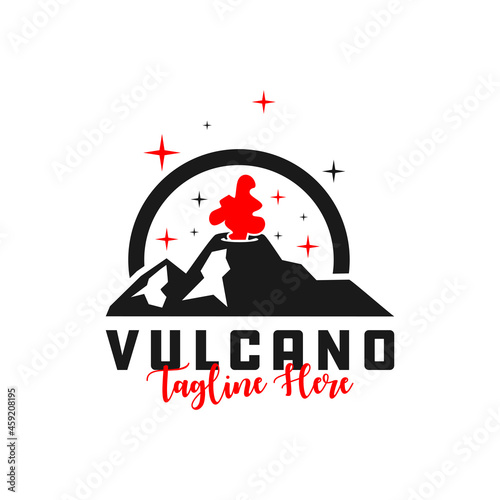 erupting volcano inspiration illustration logo design