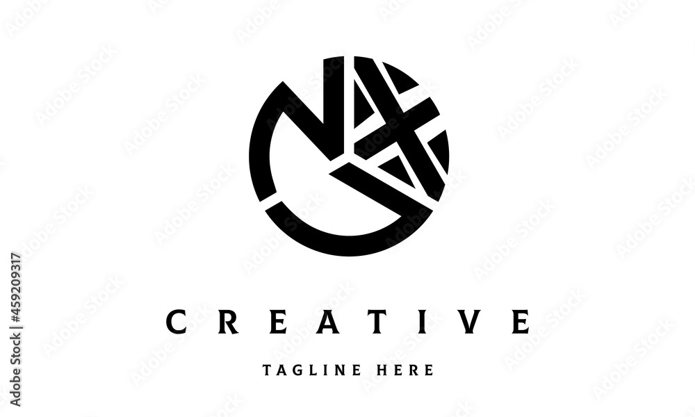 NXU circle three letter logo vector NXU circle three letter logo vector