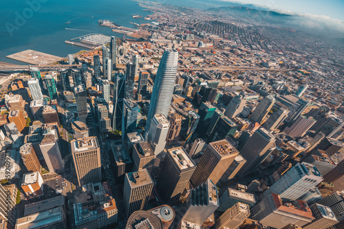 San Francisco Cityscape Aerial View skyline downtown from above