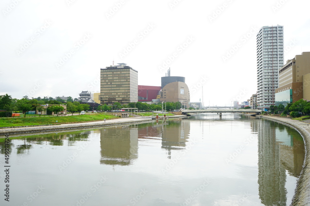 Murasaki River and Cityscape of Kokura in Kita-Kyushu, Fukuoka, Japan - 日本 福岡 北九州 小倉の街 紫川