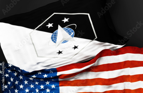 Принти на полотні Flag of the Senior Enlisted Advisor of the Space Force along with a flag of the