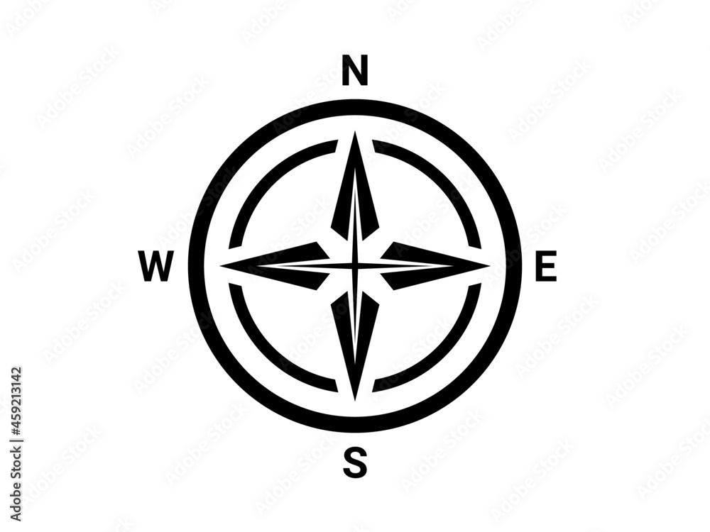 Map direction symbol. North sign. Black compass.