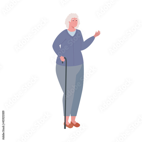 grandmother using cane