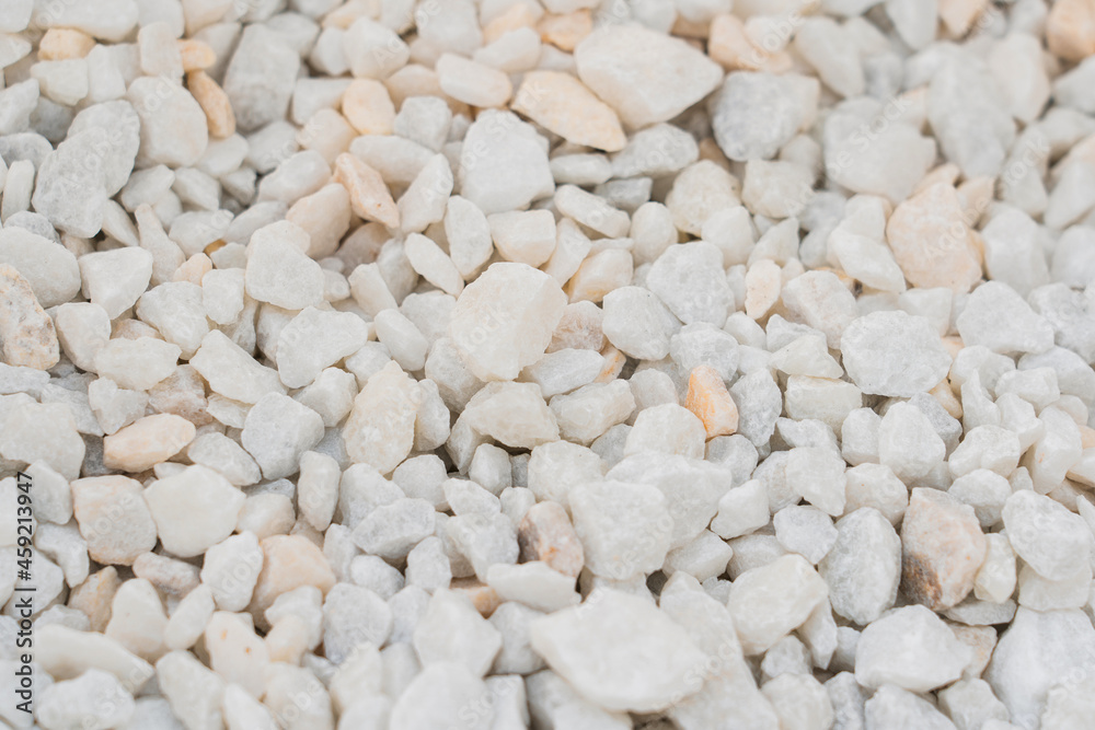 White marble gravel texture top view. Close up White marble gravel texture top view. Close up