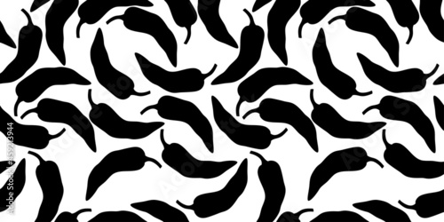 Pepper vector seamless pattern. Mexican chili spicy vegetable. Hot paprika texture.