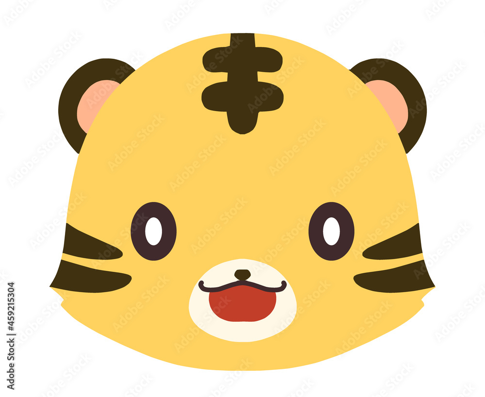 笑顔のトラの顔のアイコンイラスト 笑顔のトラの顔のアイコンイラスト