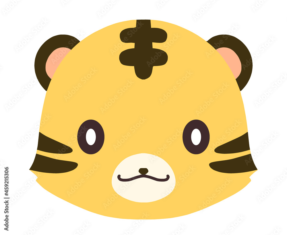 笑顔のトラの顔のアイコンイラスト 笑顔のトラの顔のアイコンイラスト