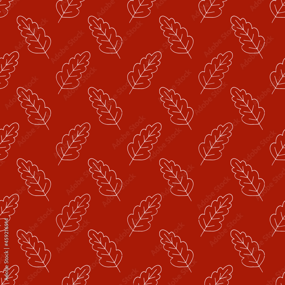 oak leaves seamless pattern hand drawn doodle. vector, minimalism. textiles, wrapping paper, wallpaper. autumn. oak leaves seamless pattern hand drawn doodle. vector, minimalism. textiles, wrapping paper, wallpaper. autumn.