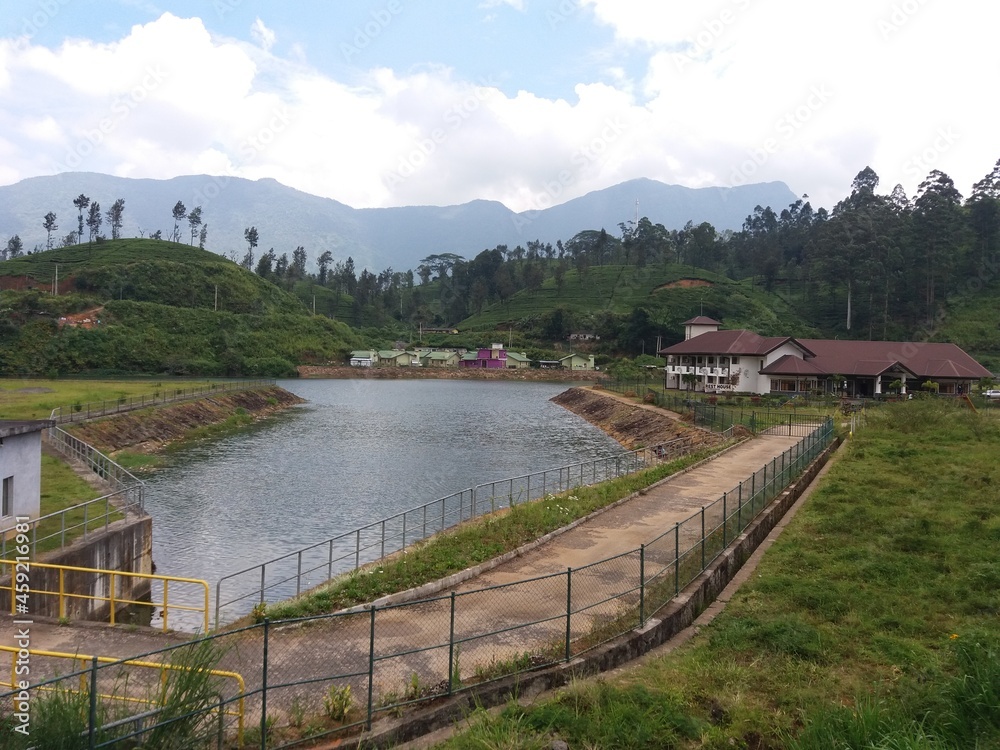 landscape with lake and mountains